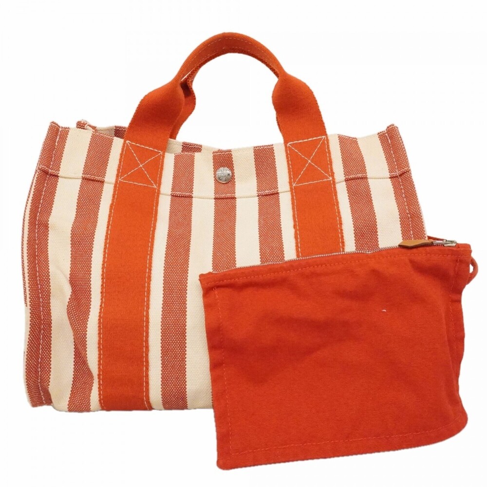 Hermes Cannes PM Tote Bag, Canvas, Red/White, Women's, P3019112